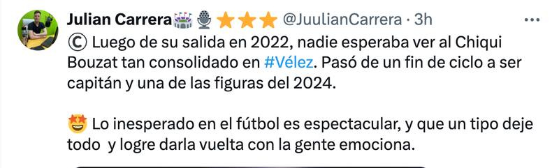 El ex Colo Colo Agustín Bouzat es el nuevo capitán del Vélez Sarsfield de Gustavo Quinteros.