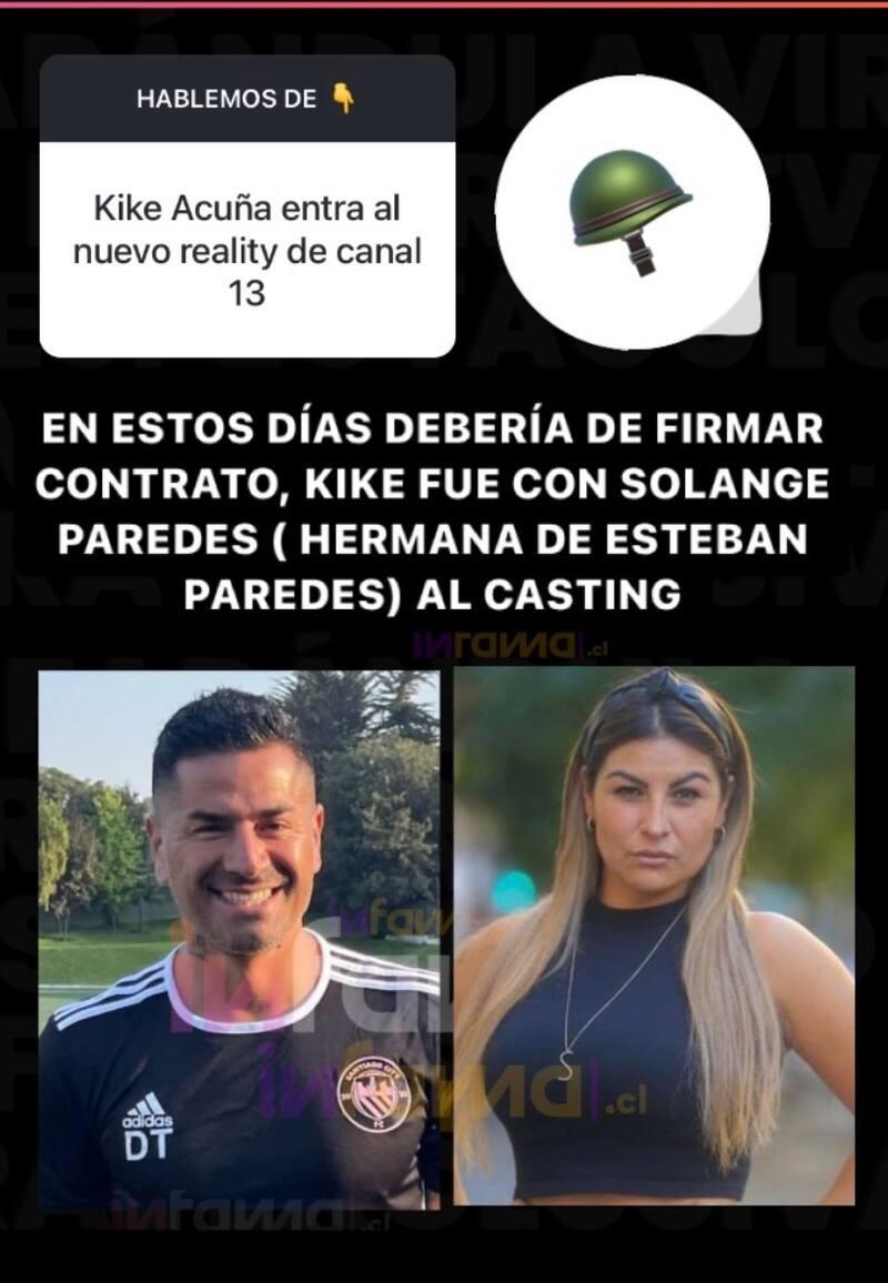 Kike Acuña y Solange Paredes serían confirmados como nuevos participantes del nuevo reality de Canal 13.