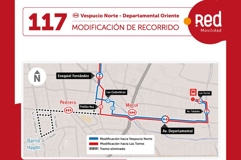 Así se modificó el servicio de buses 117.