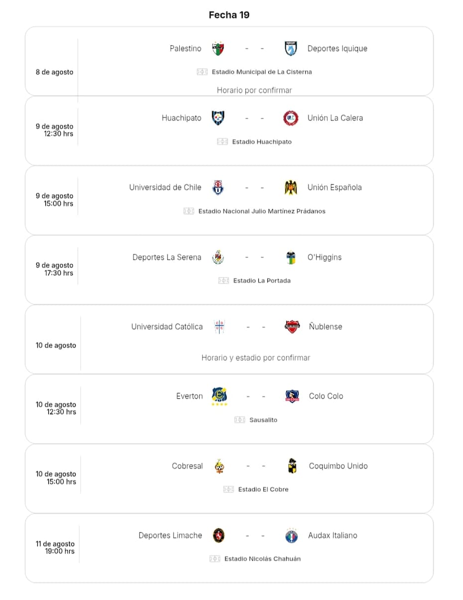 Fecha 19 del Campeonato Nacional.