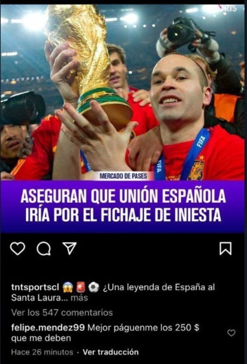 Comentario de Víctor Méndez en redes sociales