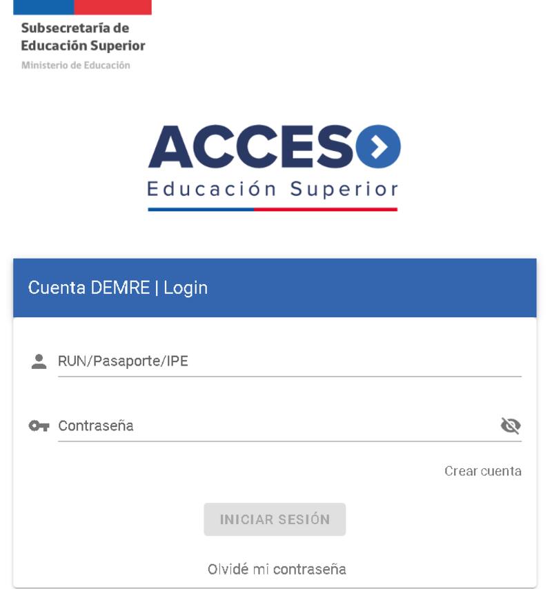 Así es la web de inicio del simulador de Admisión 2025.
