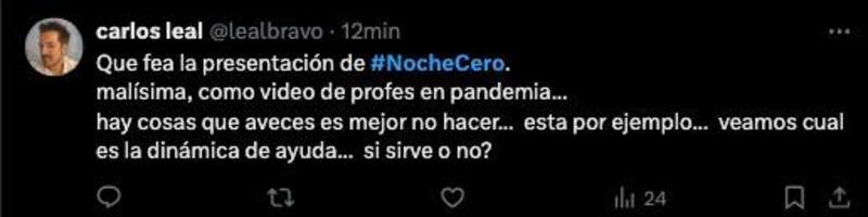 Las críticas al programa, Noche Cero.