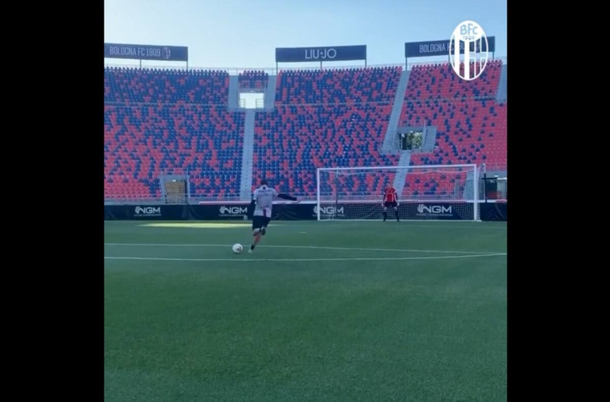 ¡Zurda intacta!: DT de Gary Medel se lució con tiros libres en entrenamiento del Bologna