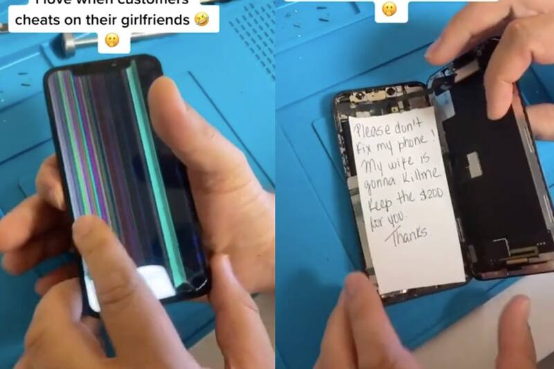 Reparador de celulares se hace viral por encontrar peculiar mensaje oculto.