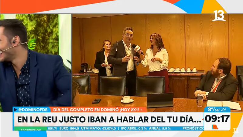 Priscilla Vargas y José Luis Repenning regalando completos a Max Luksic