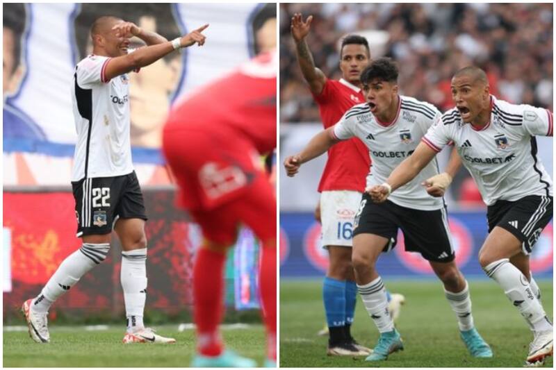 Leandro Benegas festejando sus goles ante la U y la UC