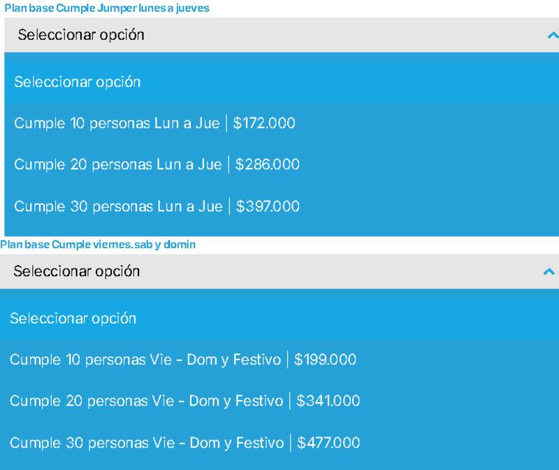 Planes de Jumper Park para cumpleaños.