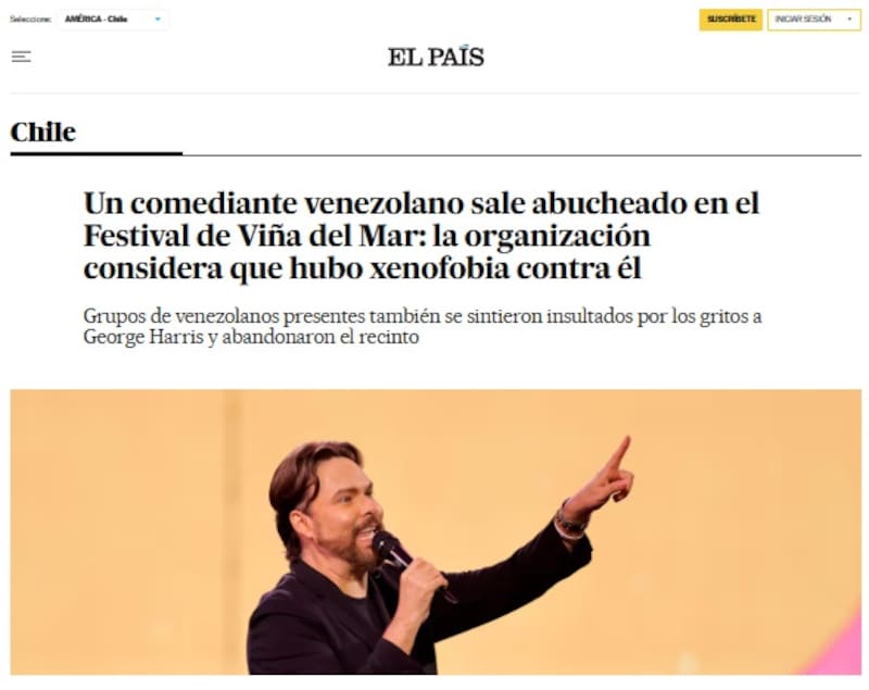 El medio español destacó al público como "xenofóbico". Créditos Captura: El País.