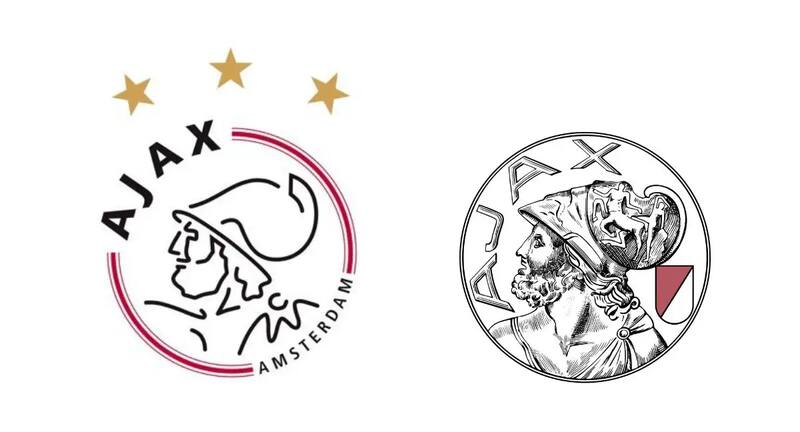 Antiguo (izquierda) y nuevo (derecha) escudos del Ajax.