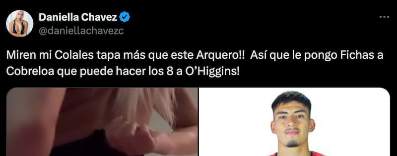 Daniella Chávez se burla del arquero de O'Higgins, Diego Carreño.