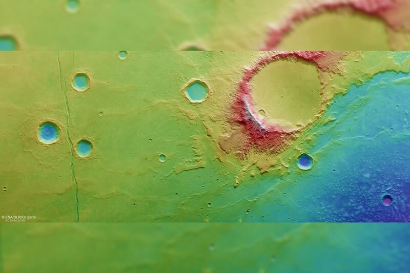 Imagen con código de colores del Lago Eridania.