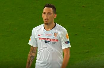 Handanovic evitó el tercer gol del Sevilla con un gran manotazo