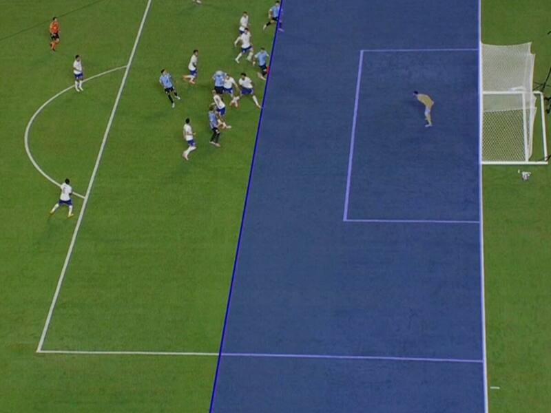 Esta fue la línea que trazó el VAR en el gol de Olivera.