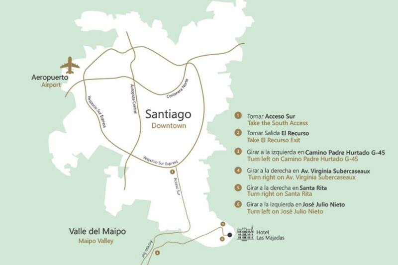 El recinto está ubicado a 45 minutos de Santiago.
Créditos: Palacio-Hotel Las Madejas.