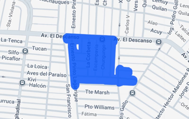 Estas calles de la comuna se verán afectadas por la interrupción del suministro. Foto: Enel.