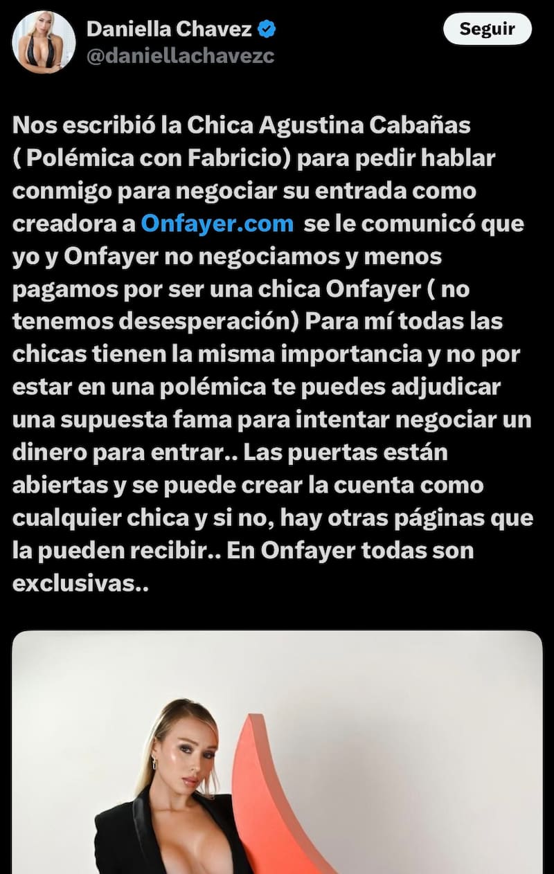 La empresaria se lanzó contra Agustina Cabañas.