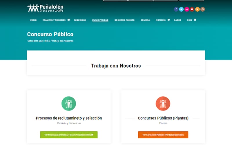Así luce la plataforma disponible del municipio para puestos de trabajo.