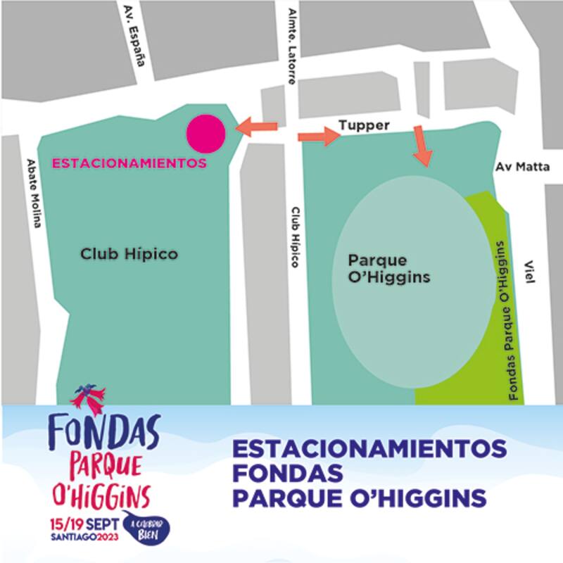 Estacionamiento para Fondas del Parque O'Higgins.