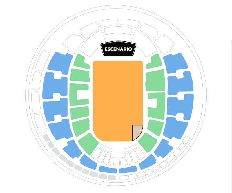 Mapa genérico de un concierto en el recinto del Parque O'Higgins.