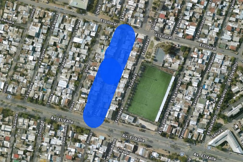 Sector afectado por el corte de luz.