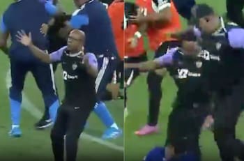 Insólito: seguridad de Atlético Mineiro intentó calmar pelea y luego le pegó una patada en la cabeza a rival
