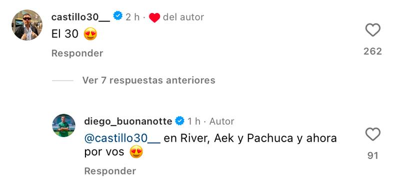 Diego Buonanotte ocupará el número 30 por Nicolás Castillo.