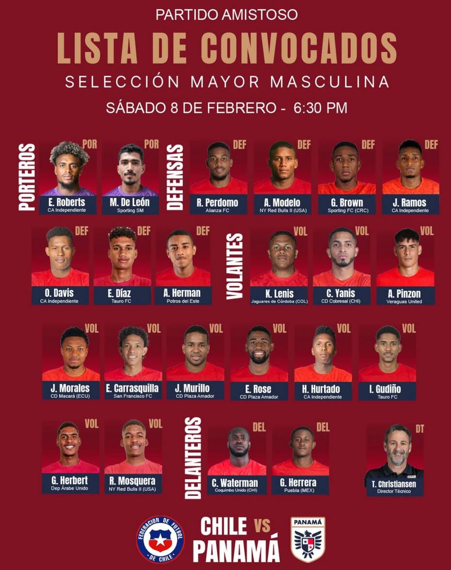Convocatoria para el partido de Chile.