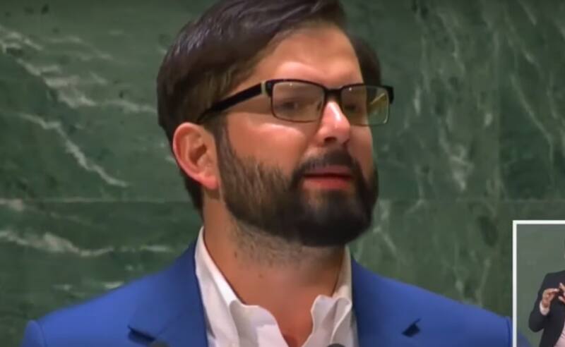 Gabriel Boric en la Asamblea General de la ONU. Captura de pantalla.
