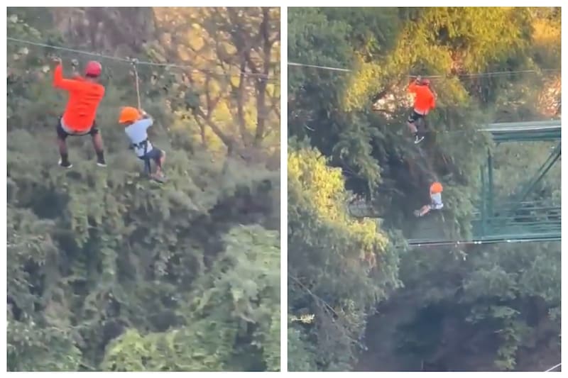 Un niño cayó desde una tirolesa y causó un momento de angustia.