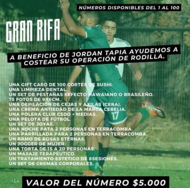 Esta es la rifa para ayudar a Jordan Tapia