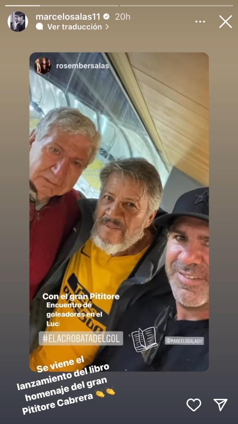 La publicación de Marcelo Salas para su encuentro con el mítico "Pititore" Cabrera en Quillota. Foto: Instagram.