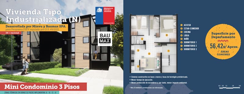 Es una edificación para tres familias.