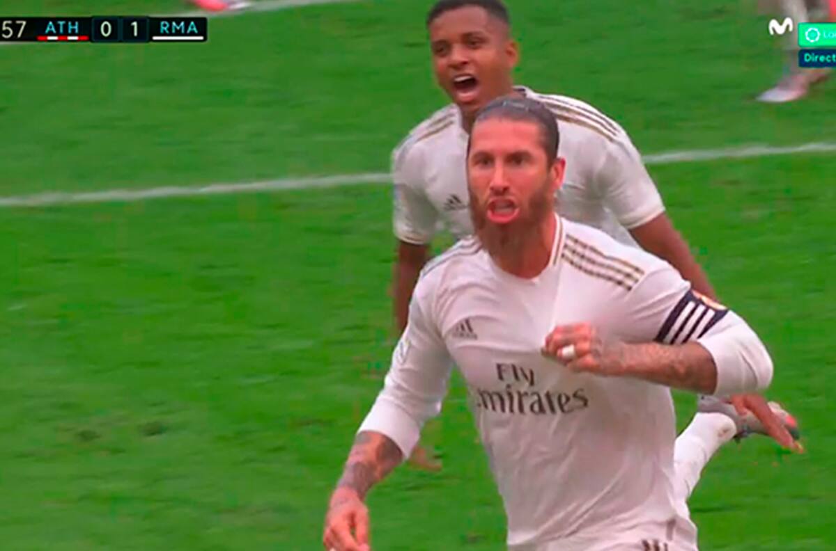 ¡Gol del Real Madrid! Sergio Ramos adelantó al Real Madrid y sueñan con La Liga