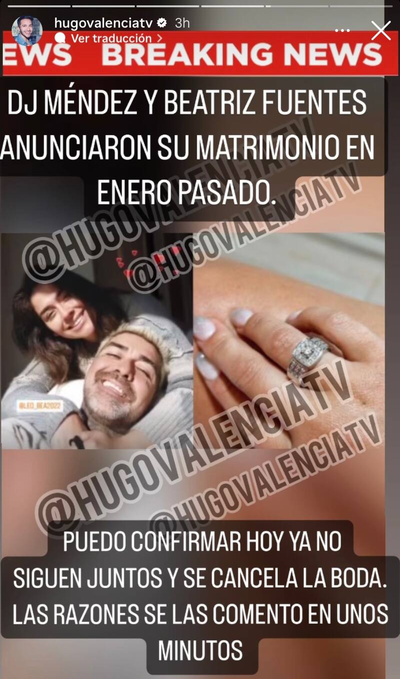 La relación y compromiso de Dj Méndez y Beatriz Fuentes habría llegado a su fin.