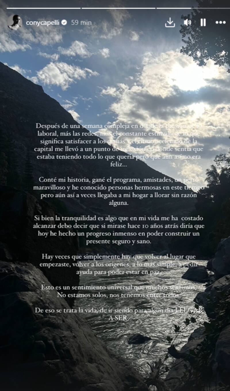 Constanza Capelli reflexiona en Instagram