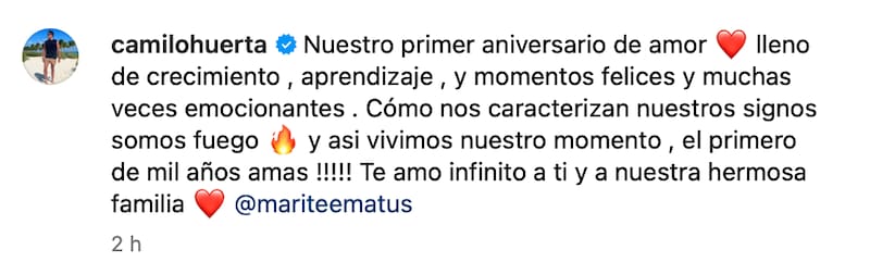 celebró un año de matrimonio.