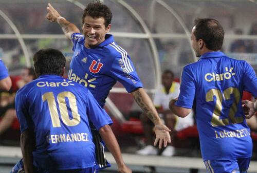 Rodrigo Mora celebrando un gol con la camiseta de la U. Foto: Conmebol.