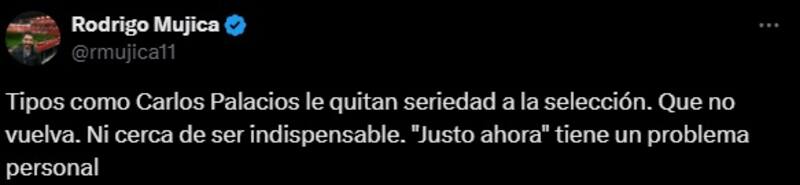 Criticas a Carlos Palacios por abandonar la Selección.