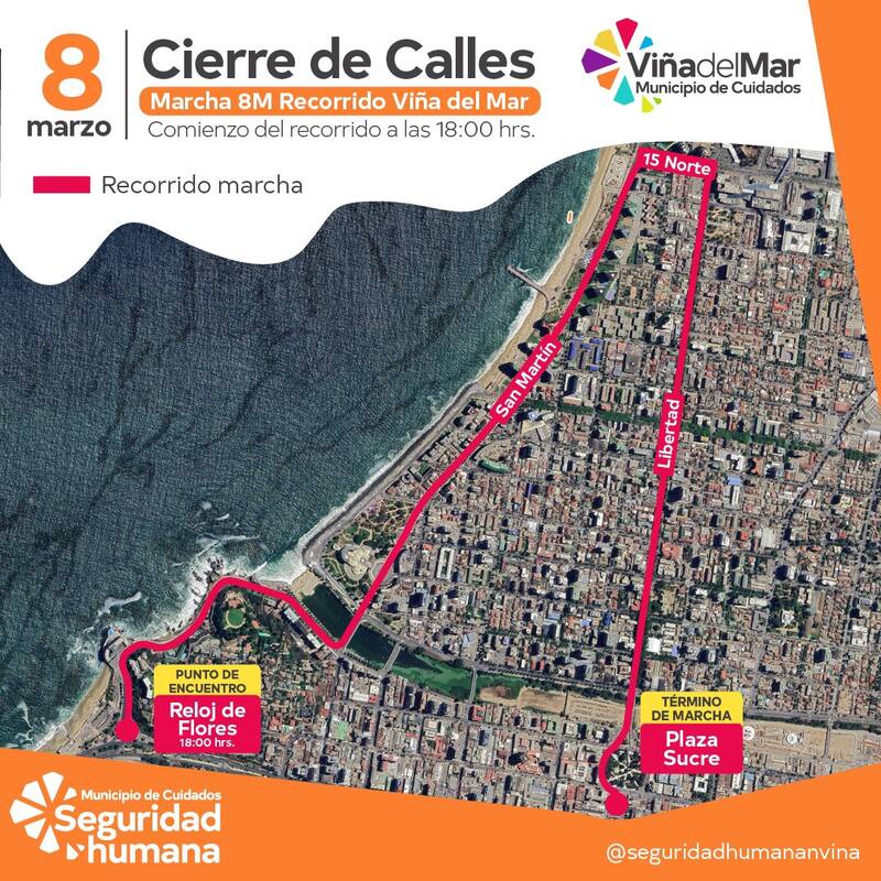 ¿Dónde serán los desvíos este 8 de marzo? Créditos: Municipalidad de Viña del Mar