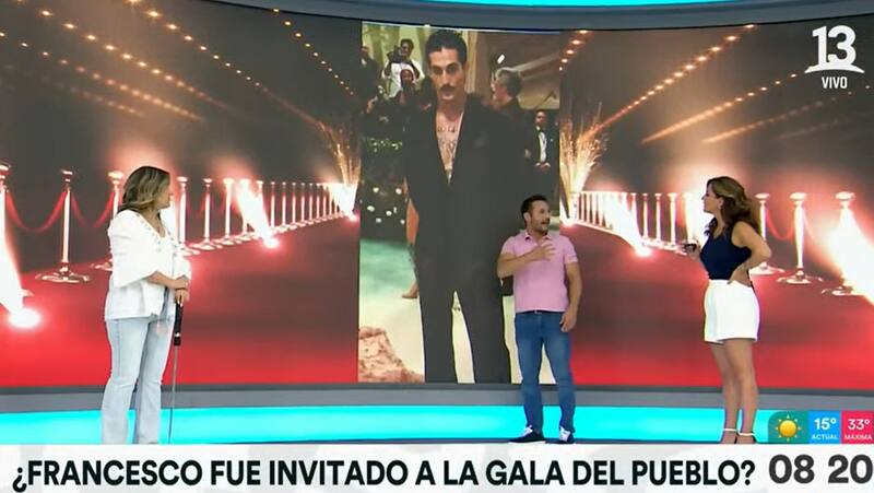 Francesco Gazzella espera su invitación para la Gala del Pueblo. Créditos: Pantallazo Canal 13.