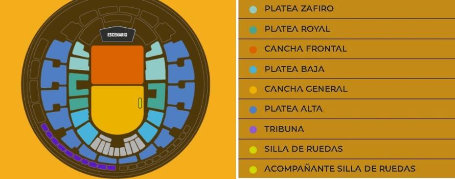 Sectores y precios para concierto de Keane. Créditos: DGMedios