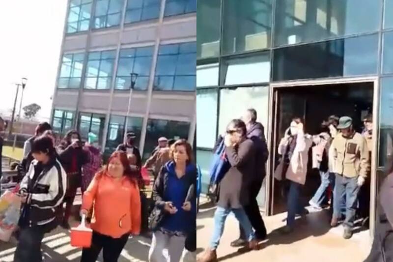 Pacientes también tuvieron que salir del recinto. Captura de video.