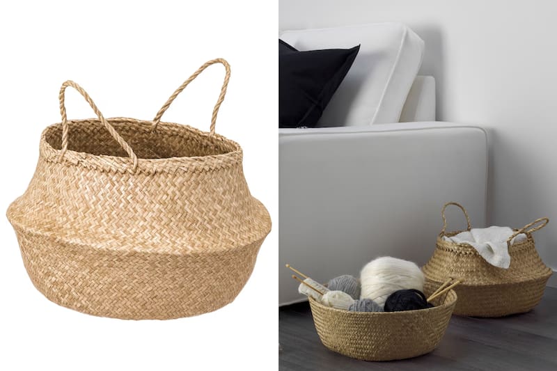 Un canasto con un diseño natural y funcional, ideal para organizar toallas, ropa o accesorios en cualquier habitación.