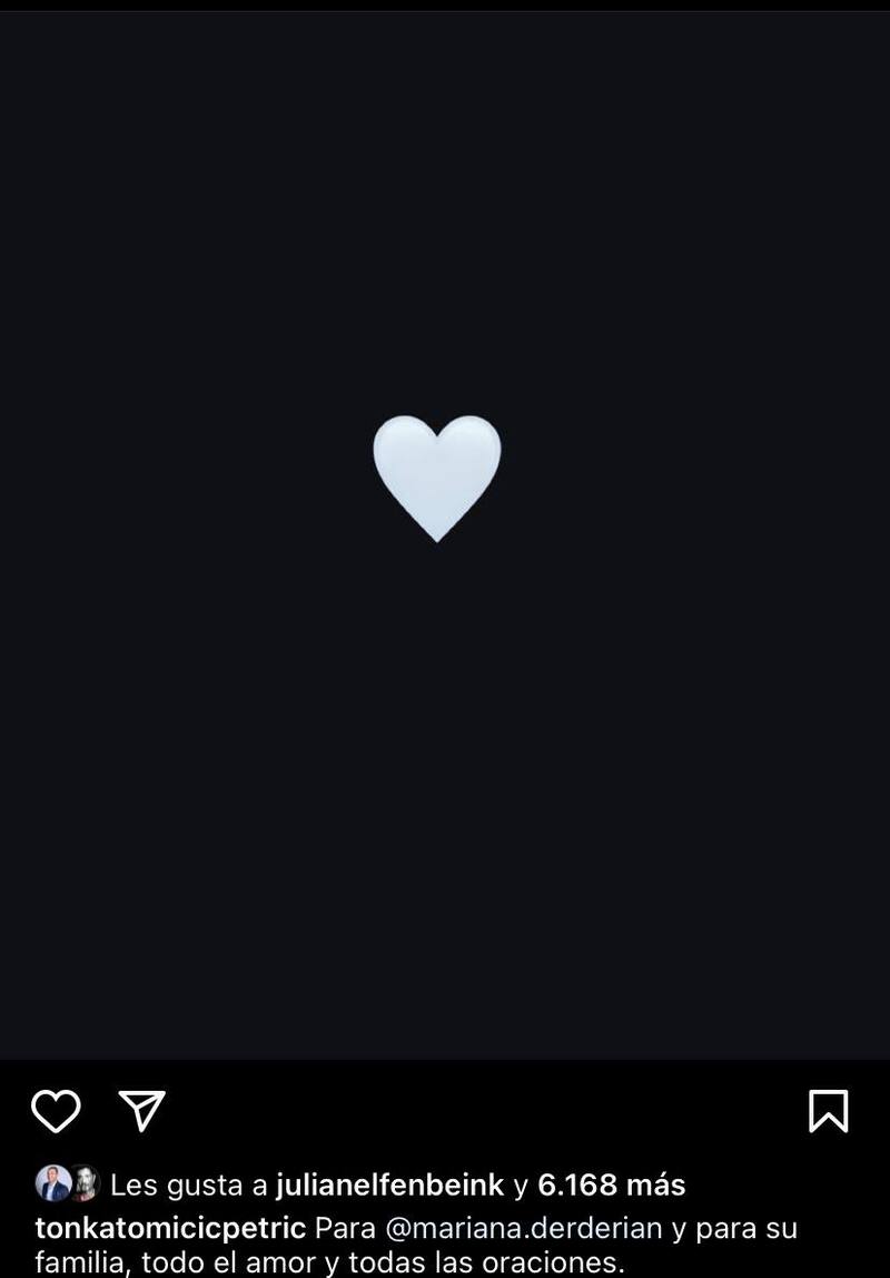 Tonka Tomicic envío condolencias a Mariana Derderián.