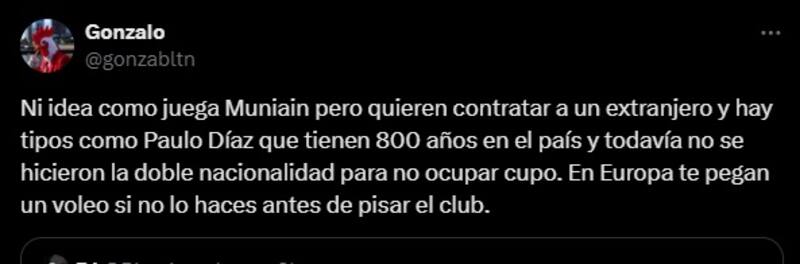 Hinchas piden nacionalizar a Paulo Díaz