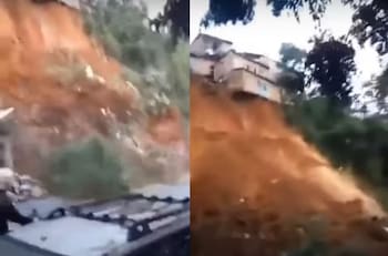 VIDEO | Captan momento en que ocurre derrumbe en Medellín producto de fuertes lluvias