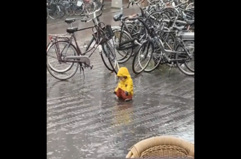 VIDEO | ¡Que ternura! Captan a un niño pequeño disfrutando de la lluvia sin importarle nada