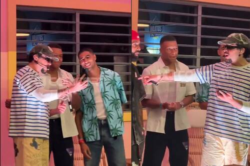 Junte inesperado: Kylian Mbappé apareció en concierto de Bad Bunny acompañado de otra figura del PSG