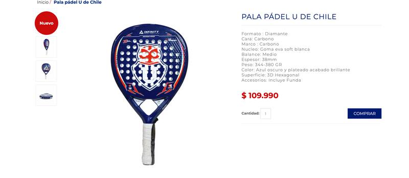 La tienda de la U vende la Pala para jugar pádel.